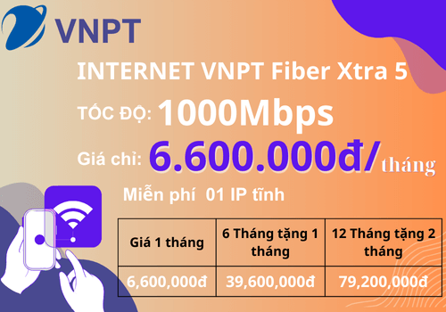 Internet VNPT Fiber Xtra 5 Tốc độ 1000Mbps