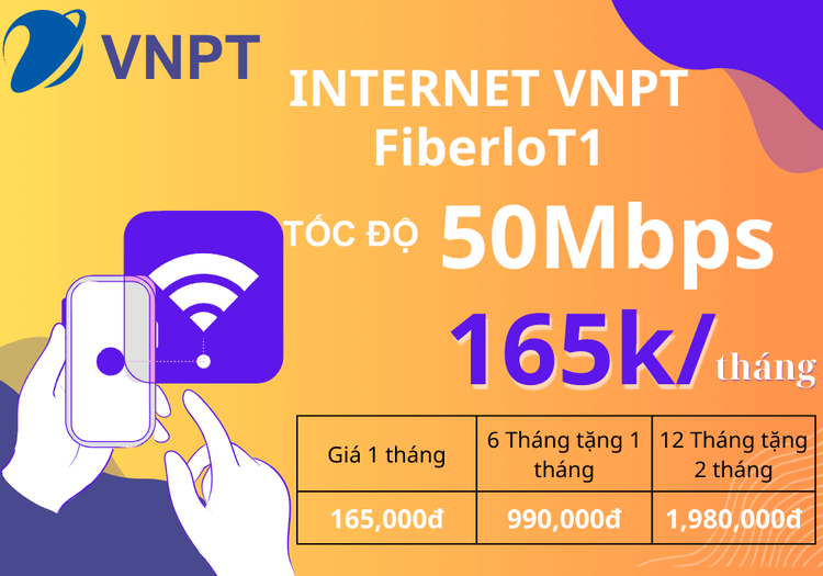 Internet VNPT Fiber IoT1 Tốc độ 50Mbps | cáp quang doanh nghiệp