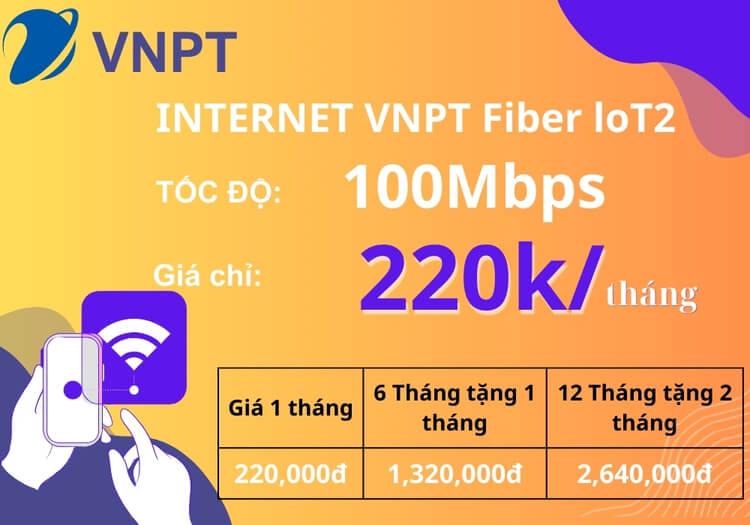 Internet VNPT Fiber IOT2  Tốc độ 100Mbps | Cáp quang VNPT Donh nghiệp