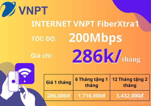 Internet VNPT Fiberxtra1 Tốc độ 200Mbps