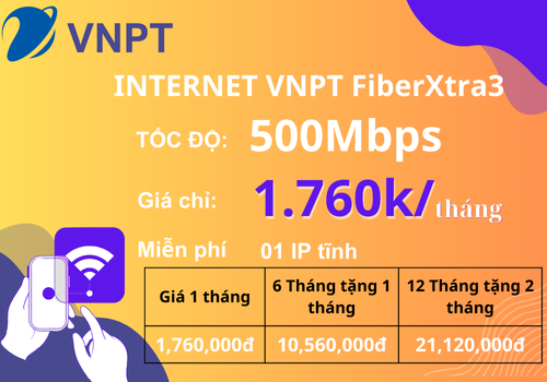 Internet VNPT Fiber Xtra 3 Tốc độ 500Mbps